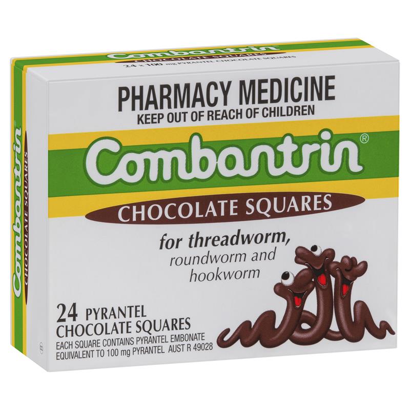 Thuốc Tẩy Giun Thanh Socola 24 Viên – Combantrin Chocolate Squares(có bill Úc)