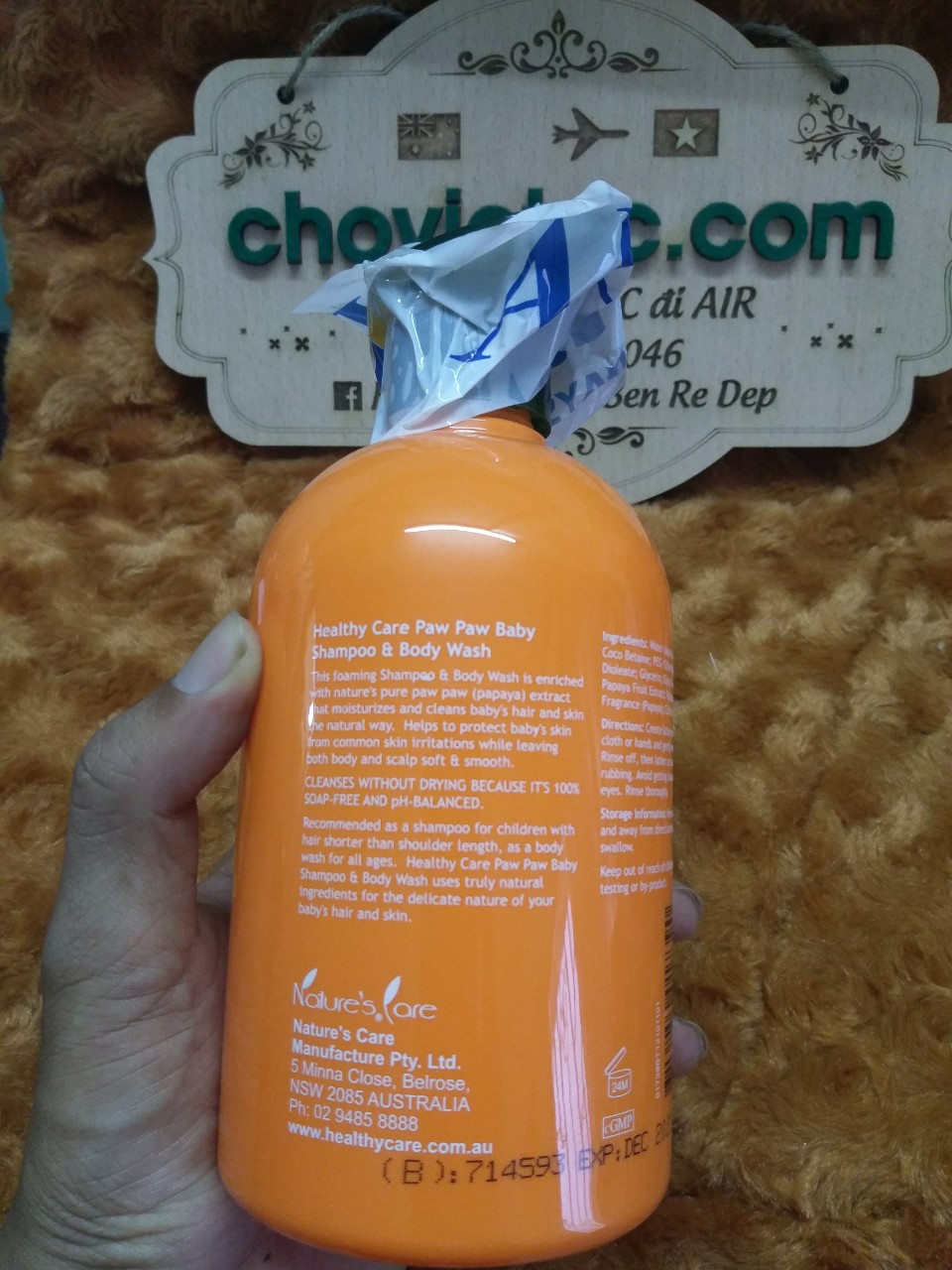 Dầu gội và sữa tắm cho bé Paw Paw 500ml xách tay ÚC - Hình ảnh 3