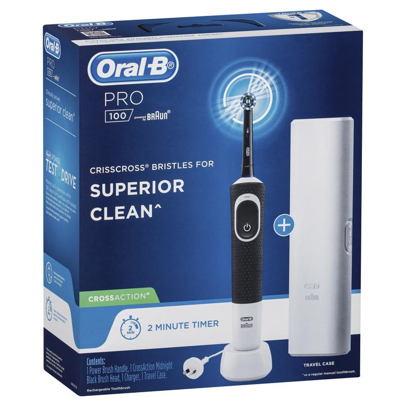 Bàn chải điện Oral B Pro 100 Cross Action Power Toothbrush Black