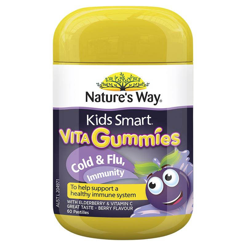 Vitamin Tăng Sức Đề Kháng, Phòng Chống Cảm Cúm cho Bé 60 viên Nature's Way Kids Smart Vita Gummies Cold & Flu Immunity, 60 Viên
